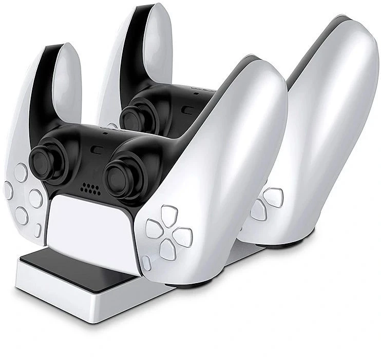 CP GameBox PS5 Divu ligzdu Lādētājs Dokstacija priekš Play Station 5 Pultīm ar USB-C & LED gaismu Melna