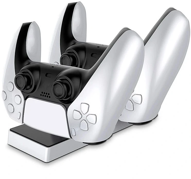 CP GameBox PS5 Divu ligzdu Lādētājs Dokstacija priekš Play Station 5 Pultīm ar USB-C & LED gaismu Melna