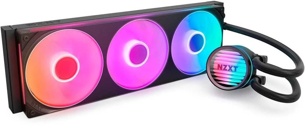 NZXT Kraken Core 360 RGB su šviečiančiais ventiliatoriais
