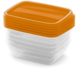 Curver Set of food dishes rectangular 5x0.5L Vedo transparent oranžinis