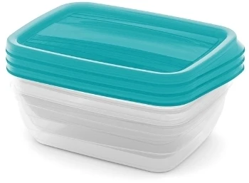Curver Set of food containers rectangular 3x1L Vedo transparent turquoise