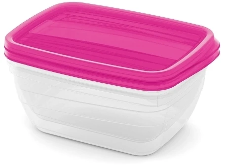 Curver Set of food containers rectangular 2x1.3L Vedo transparent pink