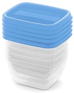 Curver Set of food dishes rectangular 5x0.25L Vedo transparent mėlynas