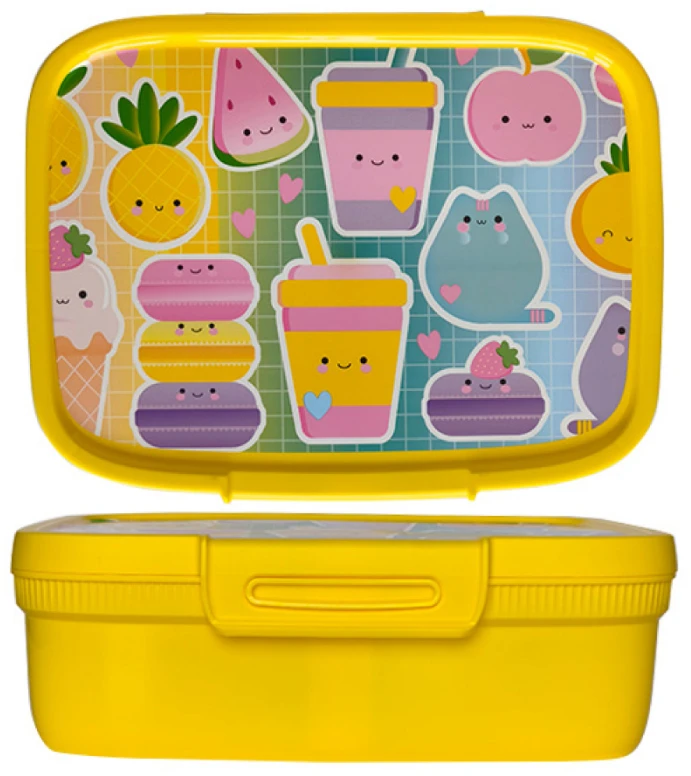 Curver maisto laikymo indas stačiakampis su pertvara 1,8 l Snap Box geltona/kawaii
