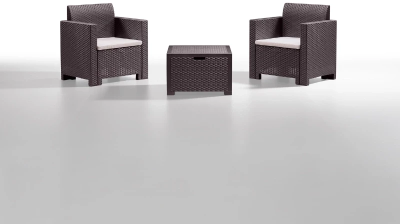 Lauko baldų komplektas Gardena Sodo ir terasos baldų komplektas Bica, Nebraska, 3 dalių, 2 foteliai, stalas su daiktadėže, pagalvėlės įskaičiuotos