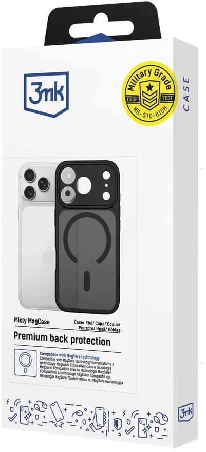 Telefono dėklas iPhone 16E / 17E 3mk Misty MagCase, juodas