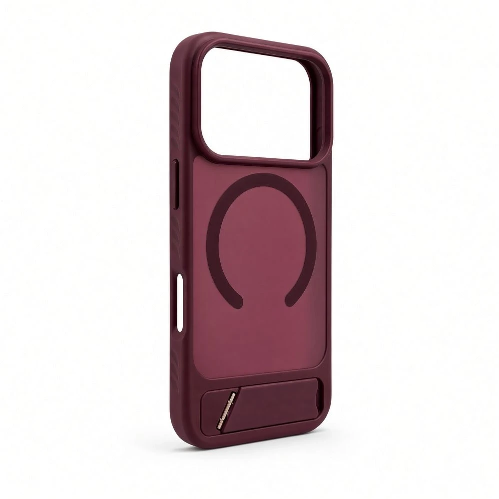 Aizmugurējais vāciņš Evelatus Apple iPhone 18 Pro Rubber Coated MagSafe With Stand Case Burgundy