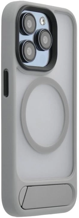 Dėklas Back cover Evelatus Apple iPhone 15 Pro Rubber Coated MagSafe With Stand Case Sidabrinis