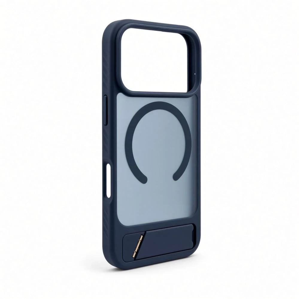 Aizmugurējais vāciņš Evelatus Apple iPhone 18 Pro Rubber Coated MagSafe With Stand Case Navy Mėlyna