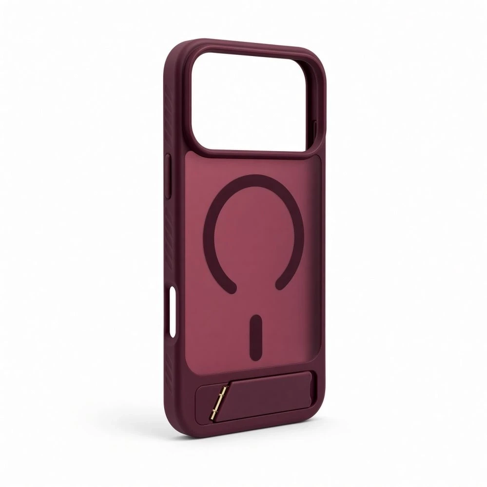 Aizmugurējais vāciņš Evelatus Apple iPhone 18 Pro Max Rubber Coated MagSafe With Stand Case Burgundy