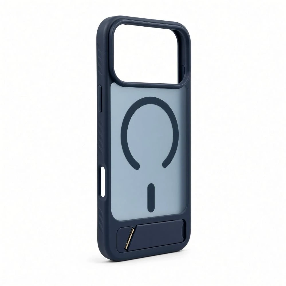 Aizmugurējais vāciņš Evelatus Apple iPhone 18 Pro Max Rubber Coated MagSafe With Stand Case Navy Mėlyna