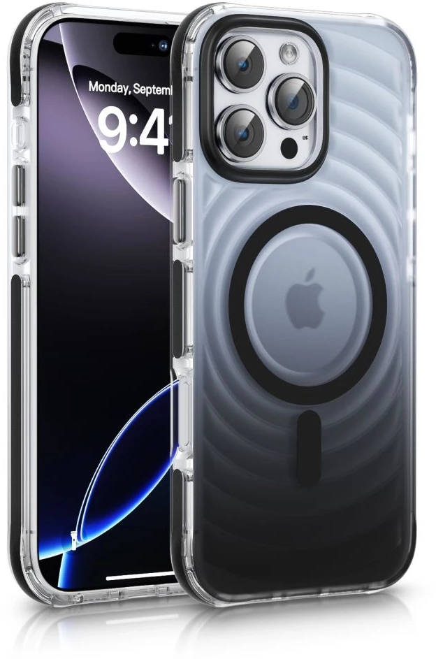 Dėklas Back Cover Evelatus Apple iPhone 16 Pro EchoWave Clear MagSafe Juodas