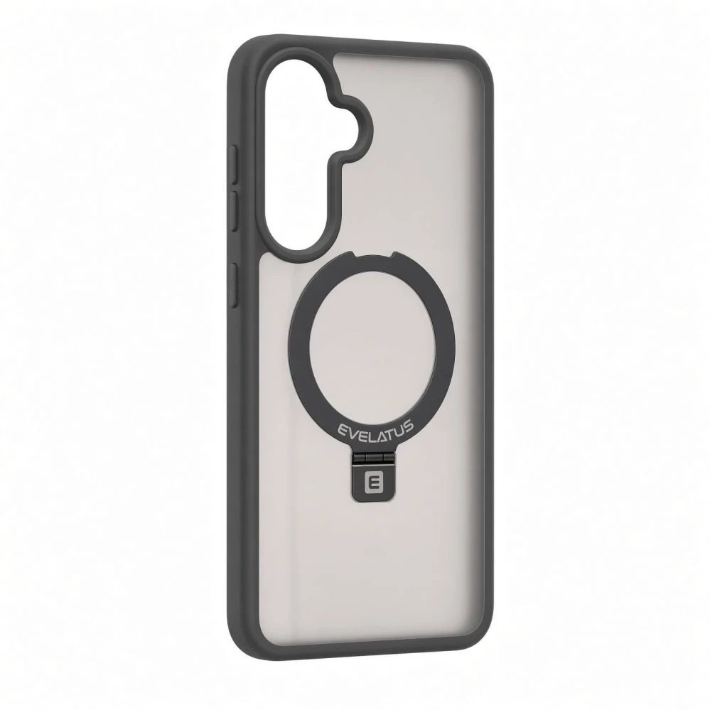 Dėklas Aizmugurējais vāciņš Evelatus Samsung Galaxy A57 Shield Case With MagSafe & Stand Matte Ring Smoke Pilkas