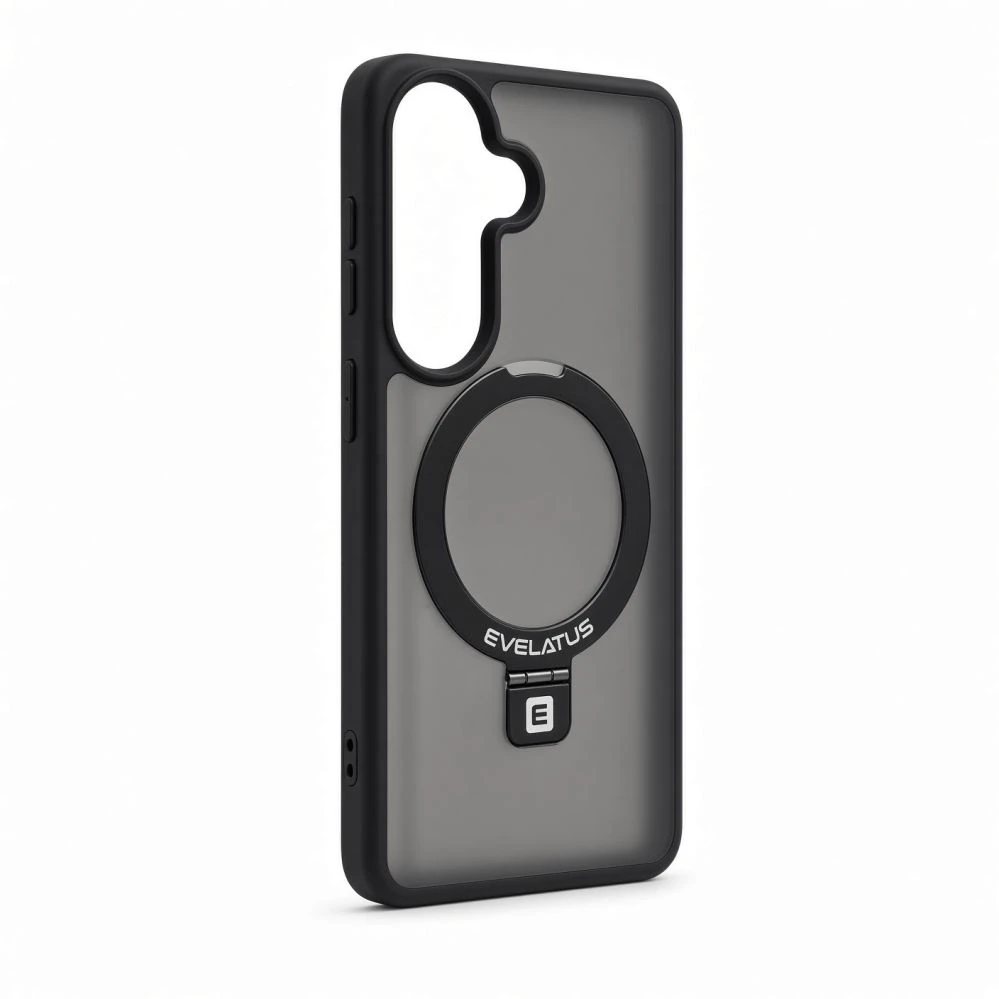 Dėklas Aizmugurējais vāciņš Evelatus Samsung Galaxy S26 Shield Case With MagSafe & Stand Matte Ring Juodas