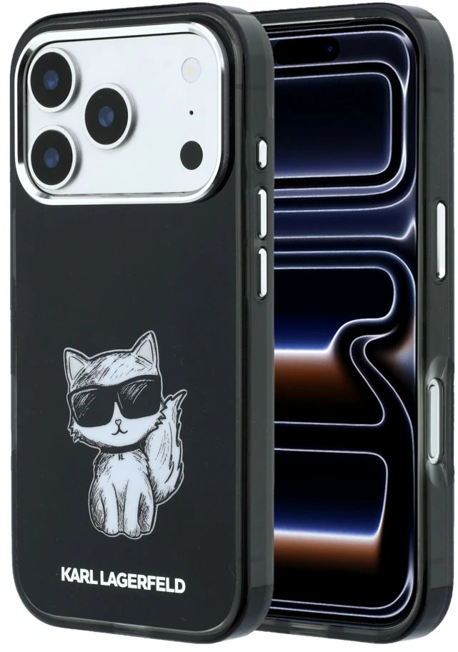 Karl Lagerfeld IML Choupette Body Sketch Print MagSafe dėklas, skirtas iPhone 17 Pro Max / 18 Pro Max – juodas