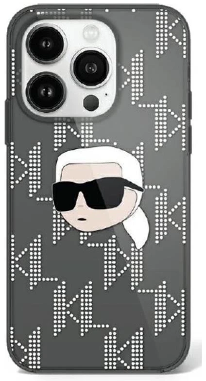 Karl Lagerfeld KLHCP16SHKLPKHK iPhone 16 6.1" juodos spalvos kietas dėklas IML Karl Head Electroplated