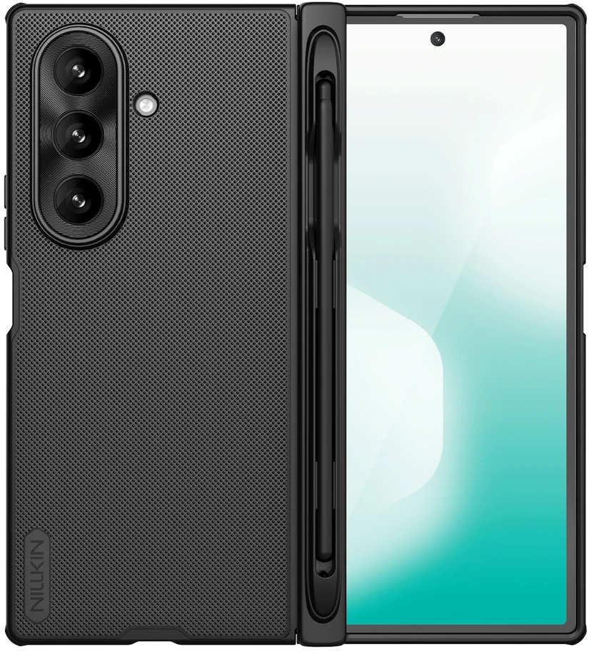 Nillkin Super Frosted FOLD Magnetic Pen Slot nugarėlės dėklas skirtas Samsung Galaxy Z Fold 7 juodos spalvos