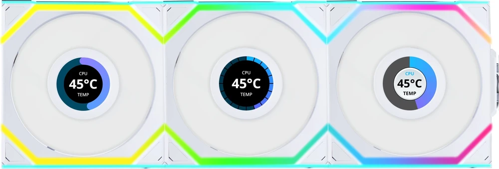 Lian Li UNI FAN SL Wireless LCD korpuso ventiliatorius, ARGB, PWM, 3er-Pack su valdikliu- 120 mm, baltos spalvos