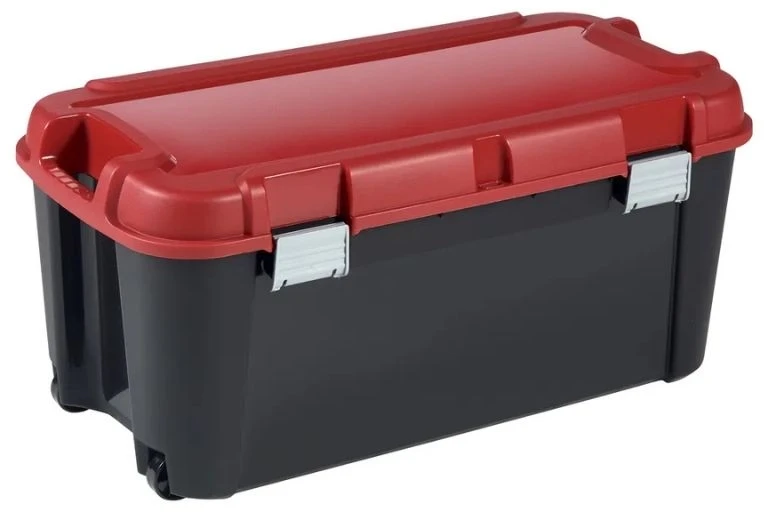 Keter Diy Box with lid Totem 80L 79.5x39.5x37.1cm juodas/red