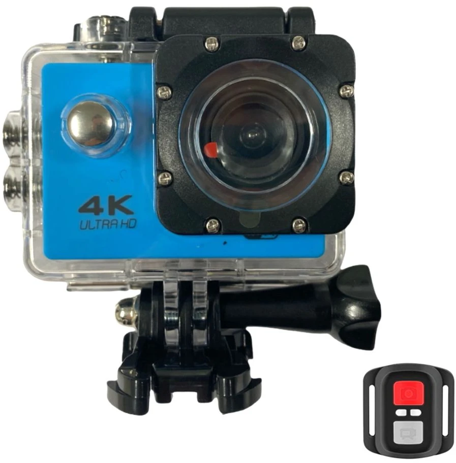 Dėklas iWear K1 Ultra HD 4K 16Mpix Wi-Fi Sporta Kamera ar 2'' LCD Tālvadību & 8x Fiksācijas Komplekts Zila