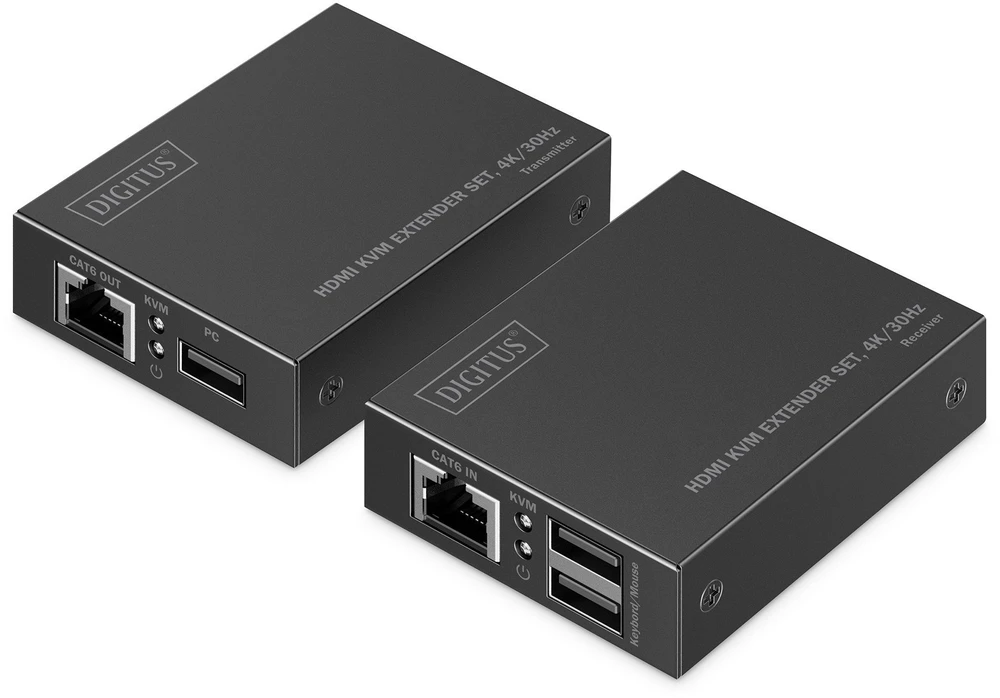 Assmann Electronic DIGITUS HDMI KVM ilgintuvas 4K/30Hz 40/70 m PoC CAT juodas