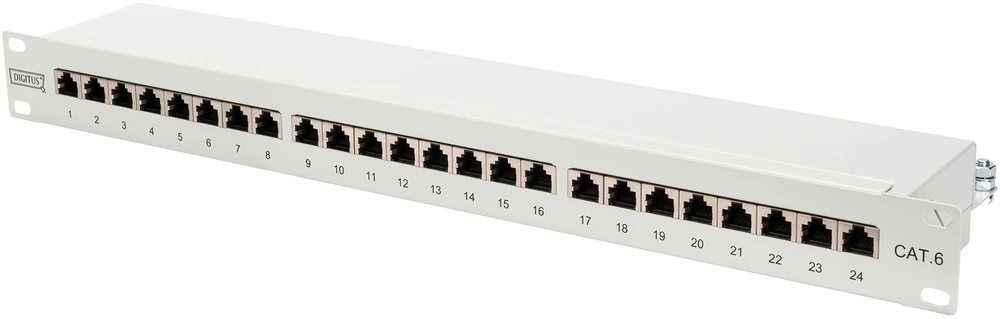 DIGITUS Patchpanel 1HE 24-Port Cat6 geschirmt grau