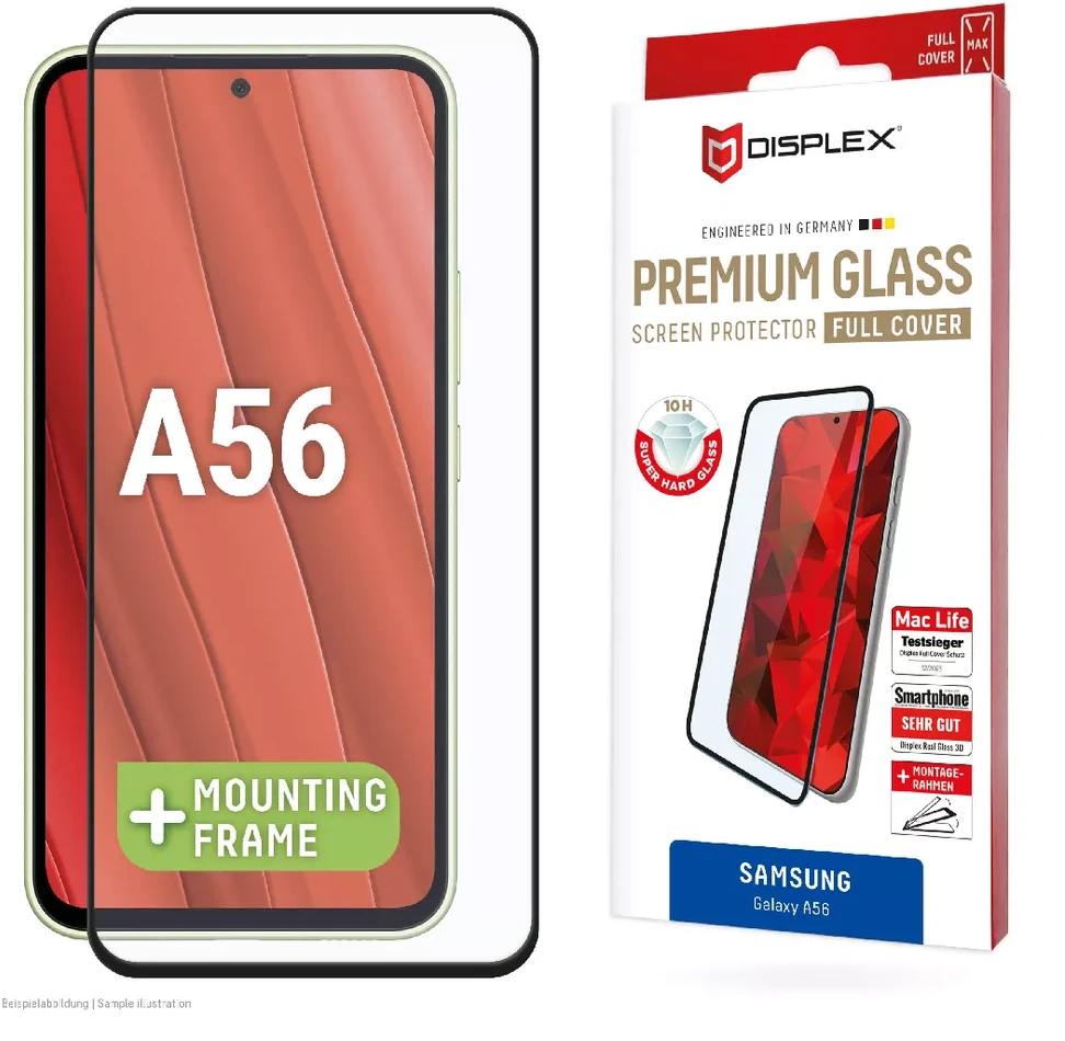 „Displex Juodas“ – „Samsung Galaxy A56 5G“ 3D apsauginis stiklas, pilnai apsaugotas