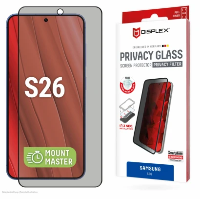 „Samsung Galaxy S26“ privatumo ekrano stiklas MM, pagamintas „Displex“, skaidrus
