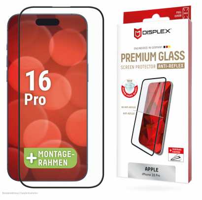 Apple iPhone 16 Pro tikras ekrano stiklas + dėklas, pagamintas „Displex“, skaidrus