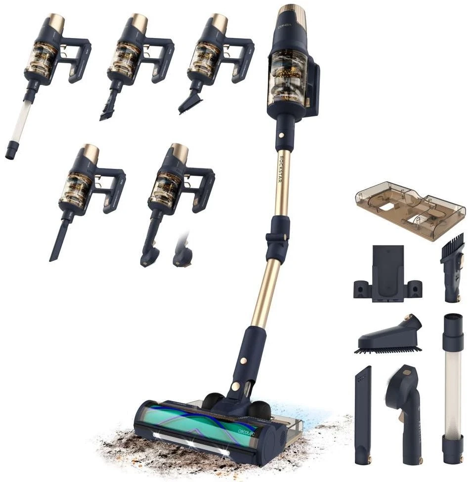 Cecotec dulkių siurblys | Rockstar RX70 AquaPet Flex Conga | Belaidis darbas | Strypinis/rankinis | 780 W | Veikimo laikas (maks.) 100 min | Mėlyna/Auksinė