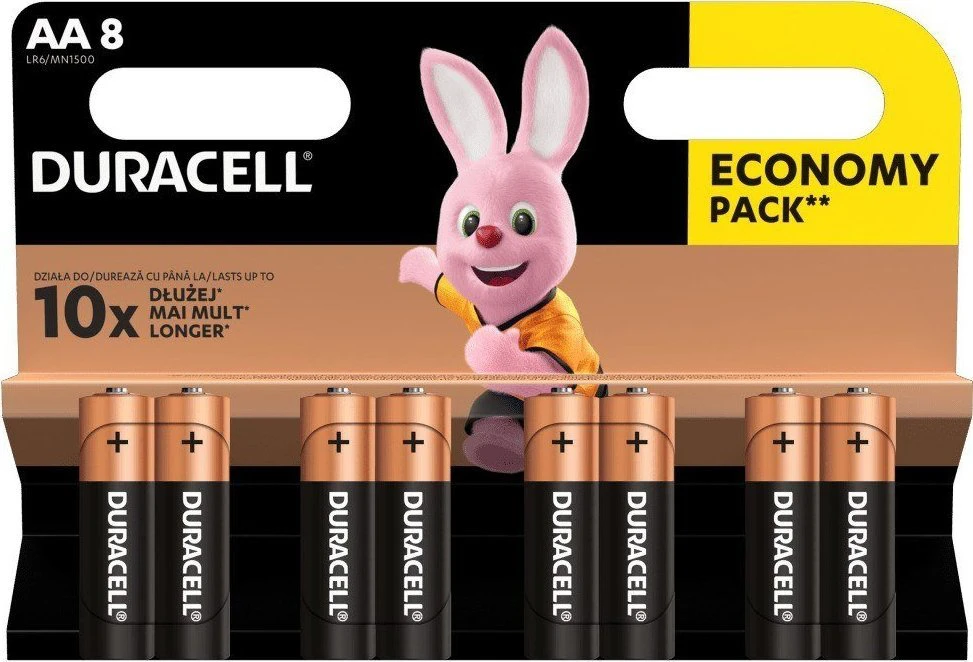 Duracell AA baterijos pakuotė 8 vnt