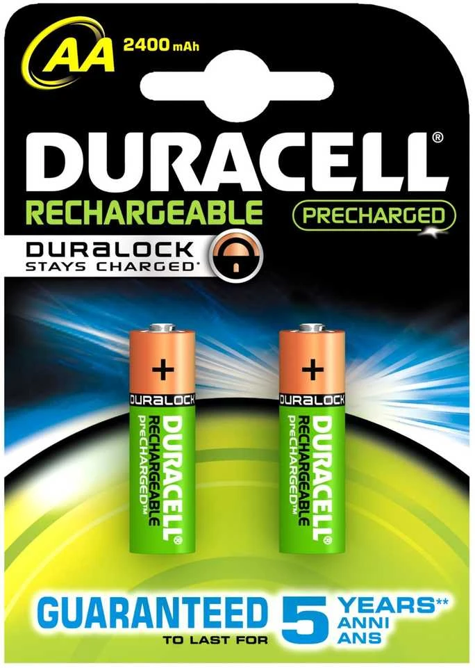Duracell Rechargeable AA baterijos pakuotėje