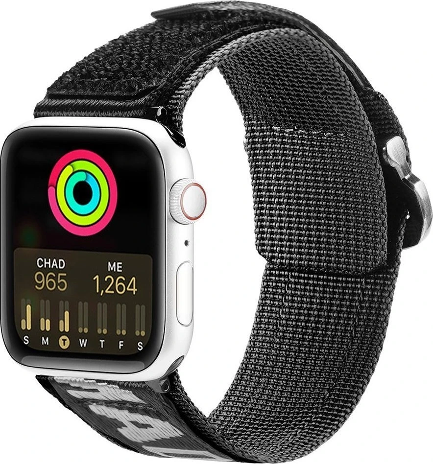 Dux Ducis apyrankė (Outdoor Version) Apple Watch Ultra apyrankė, SE, 9, 8, 7, 6, 5, 4, 3, 2, 1 (49, 45, 44, 42 mm) Nylon juodos ir sidabrinės spalvos