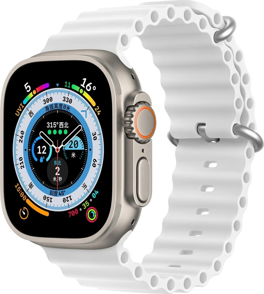Dux Ducis Apyrankė Apple Watch 9 / 8 / 7 / 6 / 5 / 4 / 3 / 2 / SE (45 / 44 / 42mm) silikoninėBand Bracelet baltos spalvos (OceanWave Version)