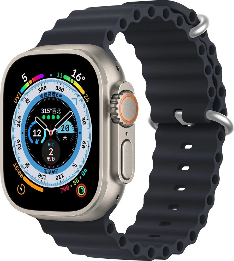 Dux Ducis apyrankė Apple Watch 9 / 8 / 7 / 6 / 5 / 4 / 3 / 2 / SE (41 / 40 / 38mm) silikoninė pilkos spalvos (OceanWave Version)