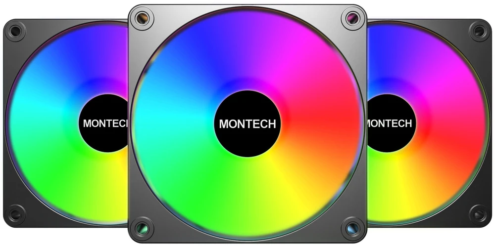 Montech GF120R V2 ARGB ventiliatorius 3 vnt. Juodas (GF120R V2 ARGB 3 in 1 Pack (B))