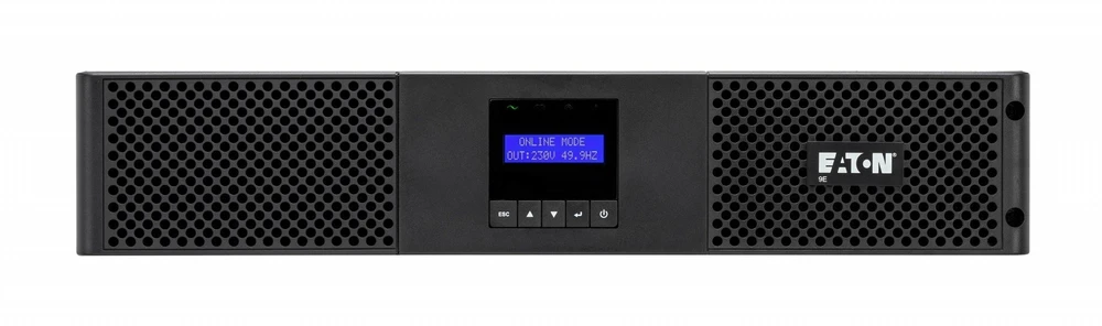 EATON 9E UPS rack tipo nepertraukiamo maitinimo šaltinis, AC 200/220/230/240 V, 2700 W, 3000 VA, vienfazis, 6 x švino-rūgštinis akumuliatorius 9 Ah, RS-232, USB, oc 7, 2U, 19", juodas