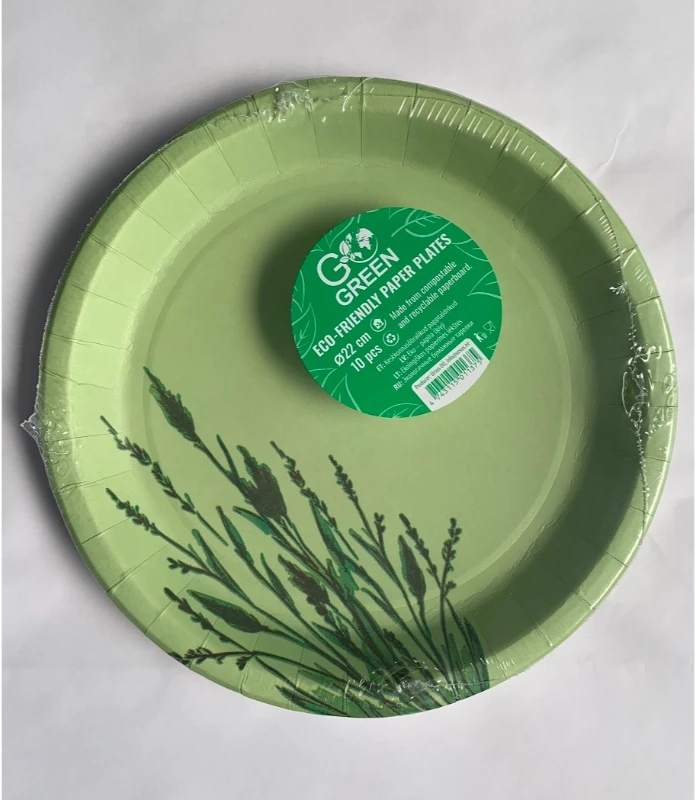 Florentyna „Go Žalias“ popierinės lėkštutės „Go Žalias“ 22 cm, 10 vnt.