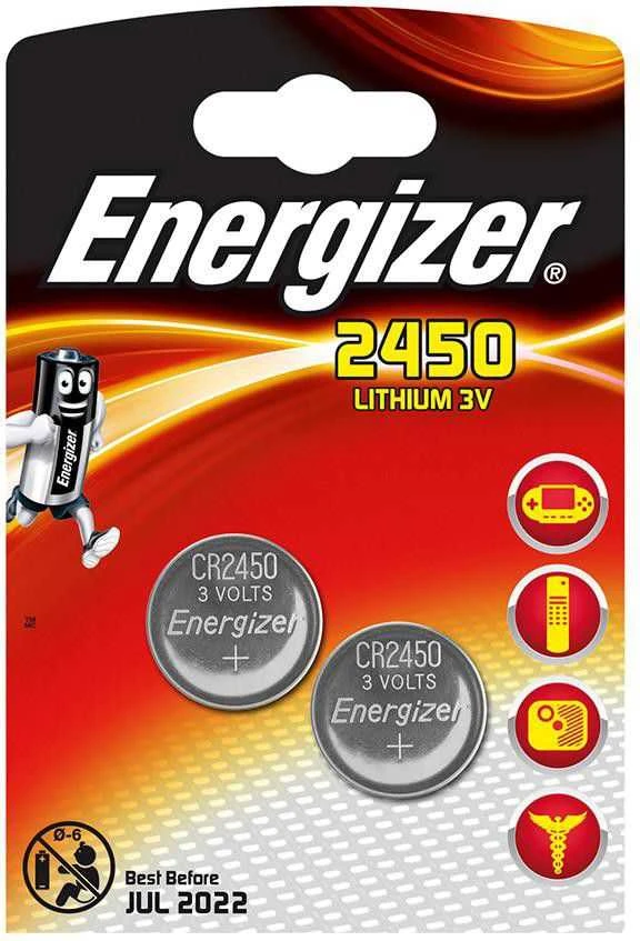 Energizer CR2450 ličio baterijos, 2 vnt. pakuotė