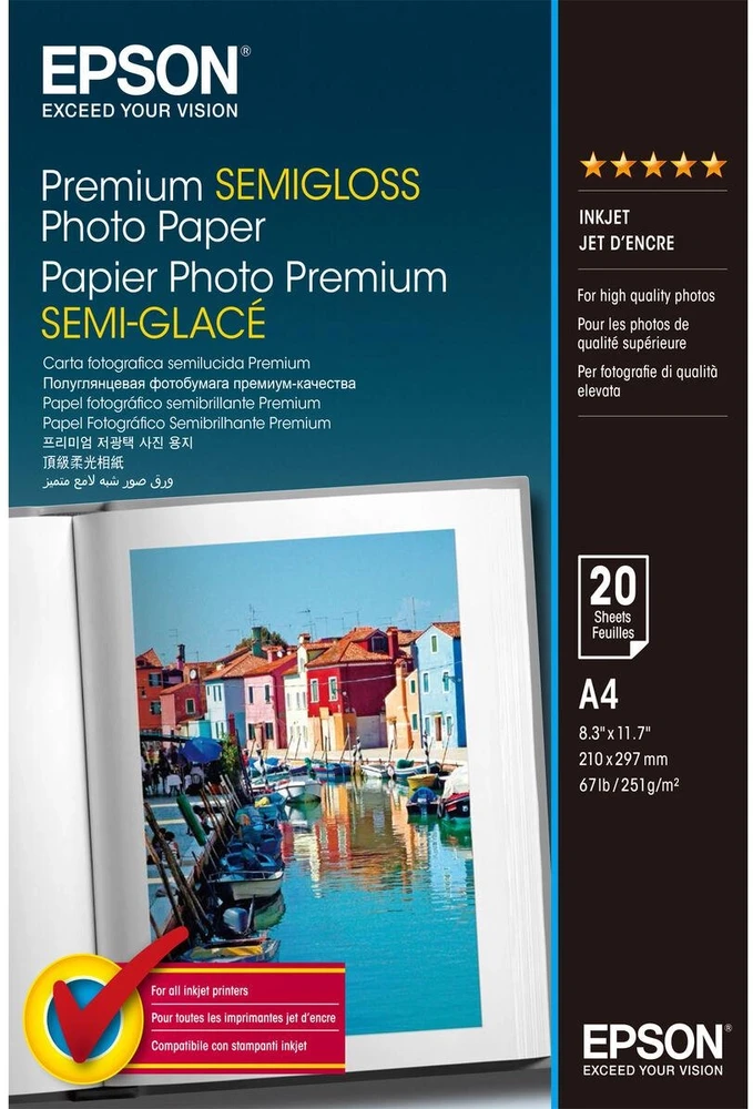 Epson Premium Semigloss Photo A4, 251 g, 20 lapų S 041332