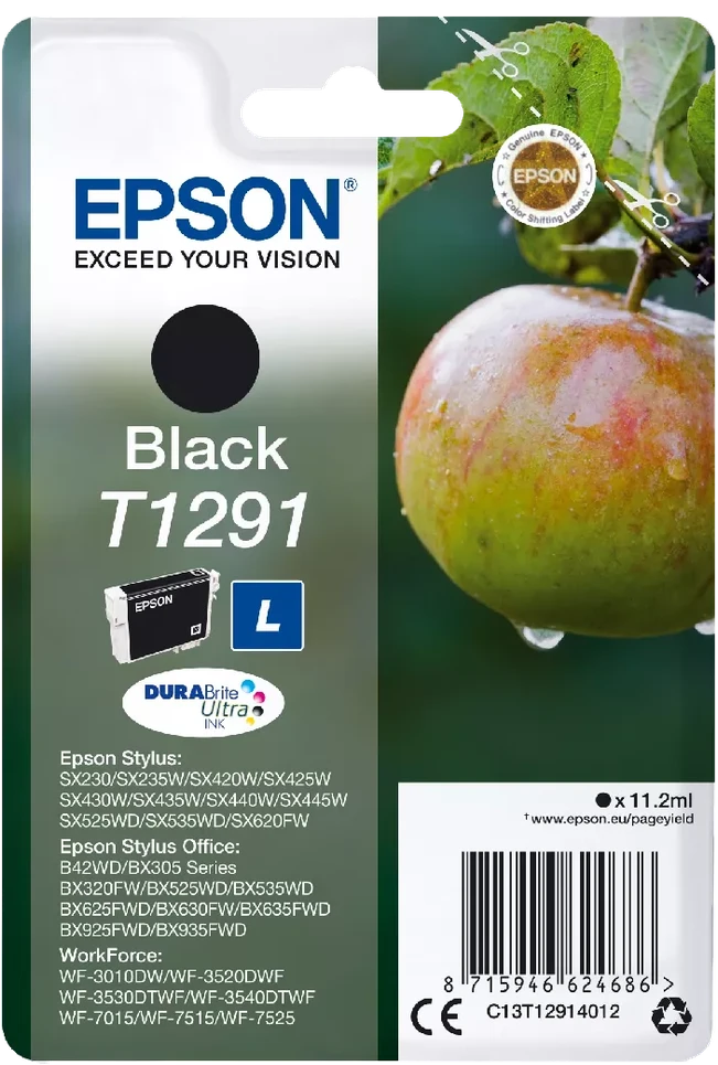 Epson T1291 ink cartridge, juodas