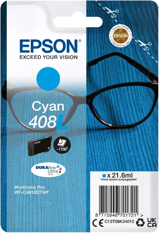 Epson DURABrite Ultra 408L | Rašalo kasetė | Žydra spalva