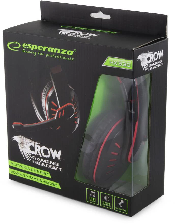 Ausinės Esperanza CROW EGH330G (juodas ir žalias spalva
