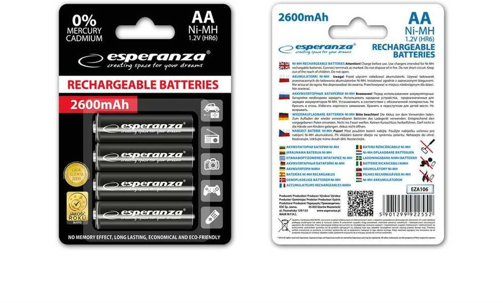 Titanum Elementas įkraunamas Esperanza HR6 AA, 2600mAh, Ni-MH (1) 1715-352