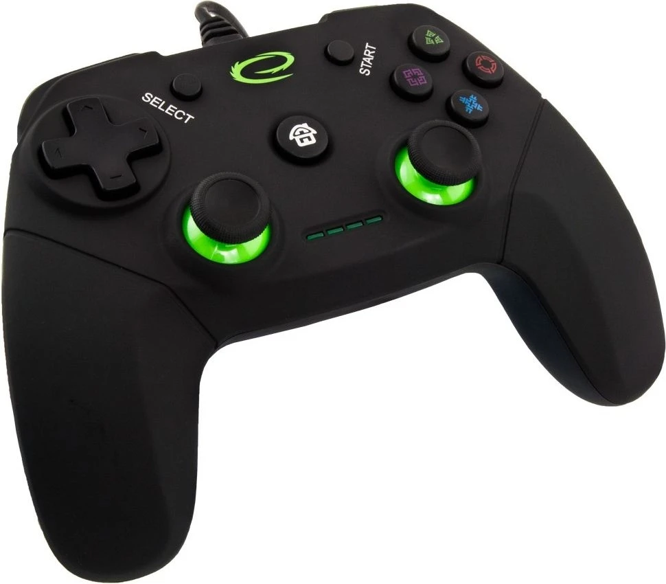 Gamepad Esperanza Vanquisher EGG110K (PC, PS3, juodos spalvos, žalias color)