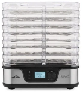 ETA Grybų, vaisių ir daržovių džiovintuvas | ETA930190000 Secca Premium | Power 380 W | Number of trays 8 | Temperature control | Integrated timer | Sidabrinis