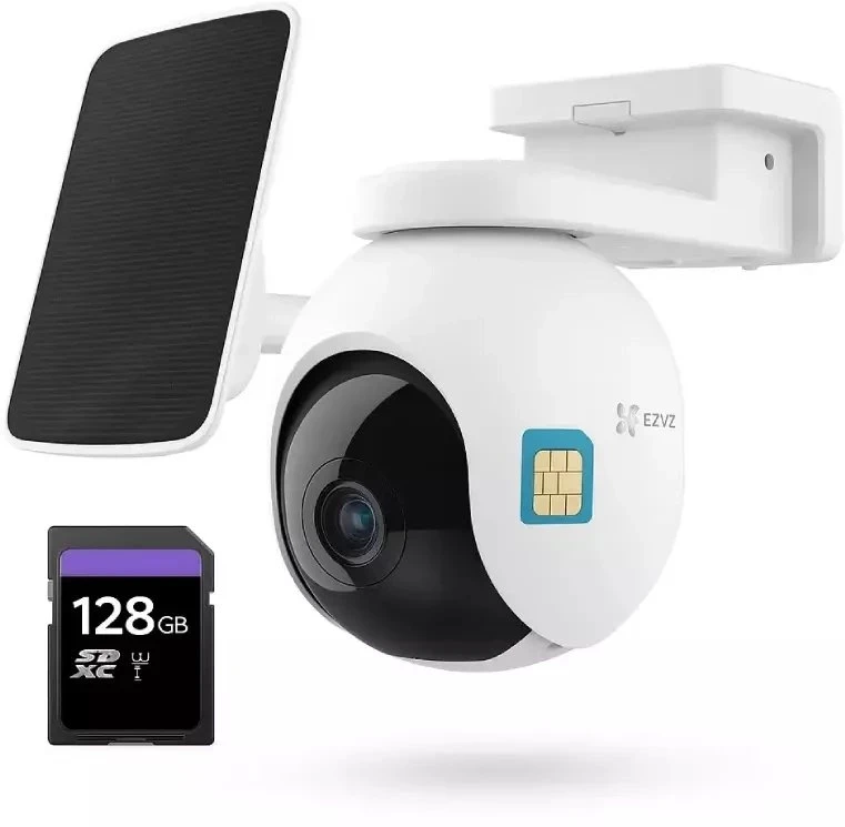 Akumuliatorinė valdoma lauko kamera EZVIZ CS-EB8/SP 4G/WIFI, komplektas su saulės panele, 8MP 4K, IP65