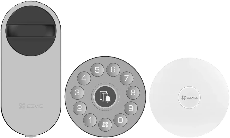 Ezviz DL01S 3in1 komplekts Viedā slēdzene iekštelpas + ārpus telpas + durvju zvans ar Gatewayy Sudraba