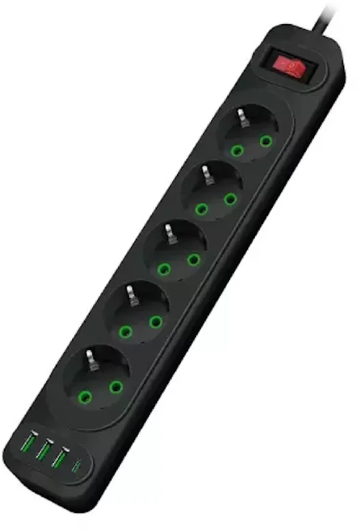 Riff F25U 2m pagarinātājs ar 3 Ligzdām + 3 USB + 1 USB-C