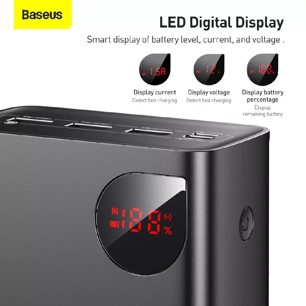 Greitas įkrovimas Power Bank Baseus Adaman, 40000mAh 22.5W (juodas)